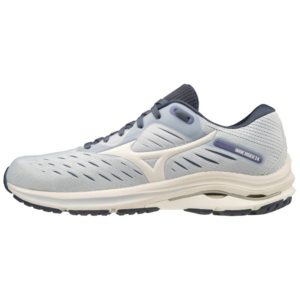 Womens Mizuno Wave Rider 24 Running Shoes White/Purple Philippines (NPOMUI705)